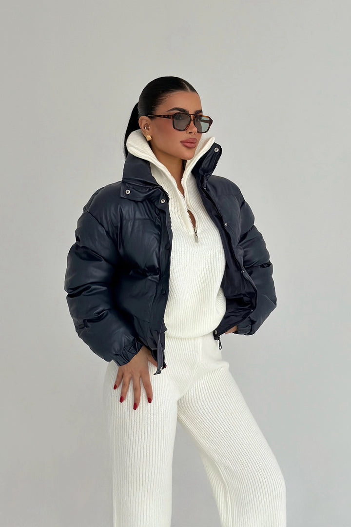 EYY Women Lacivert Kürklü Mont - Lysychansk