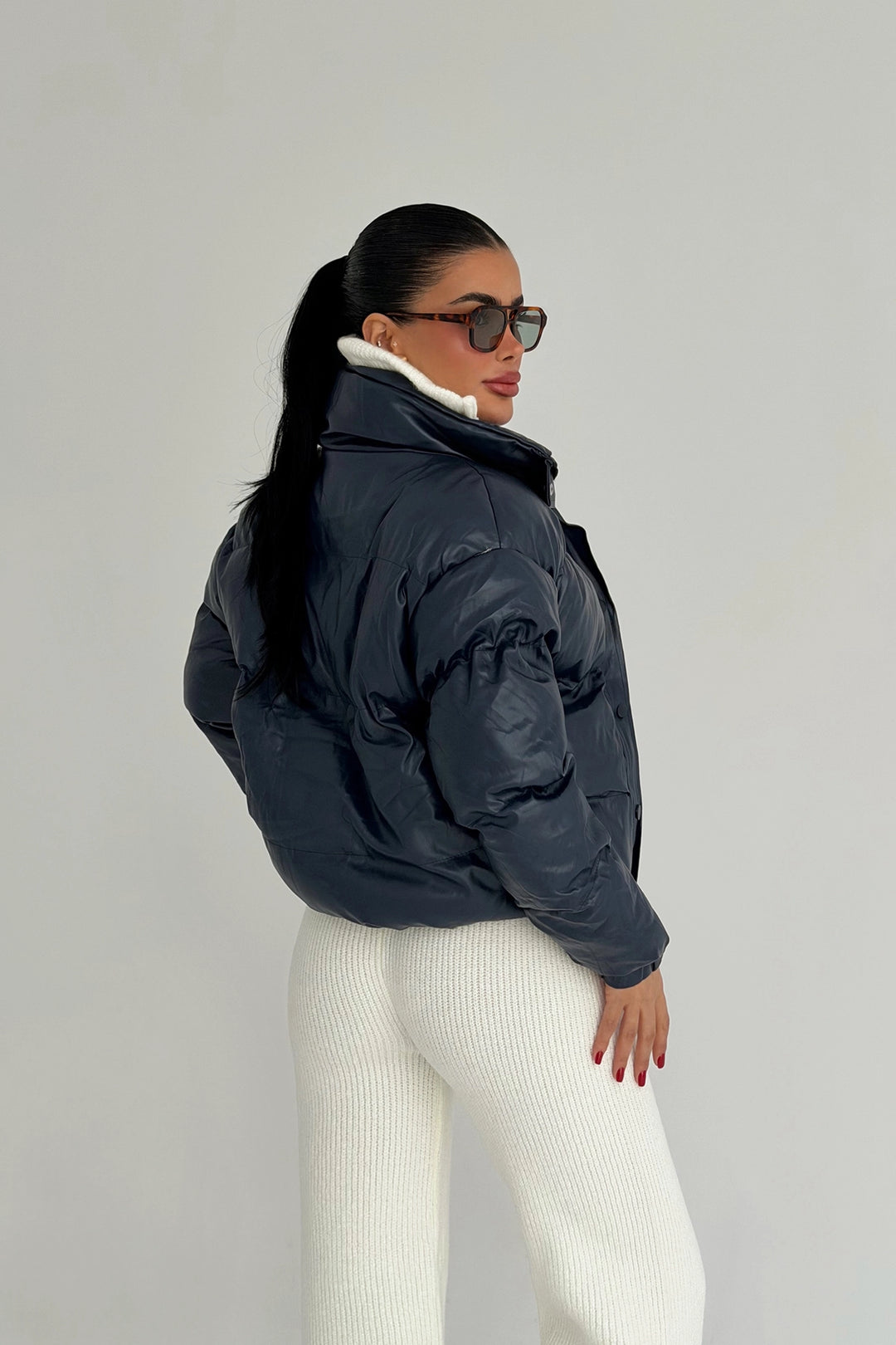 EYY Women Lacivert Kürklü Mont - Lysychansk