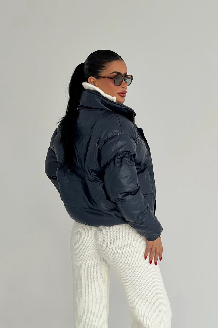 EYY Women Lacivert Kürklü Mont - Lysychansk