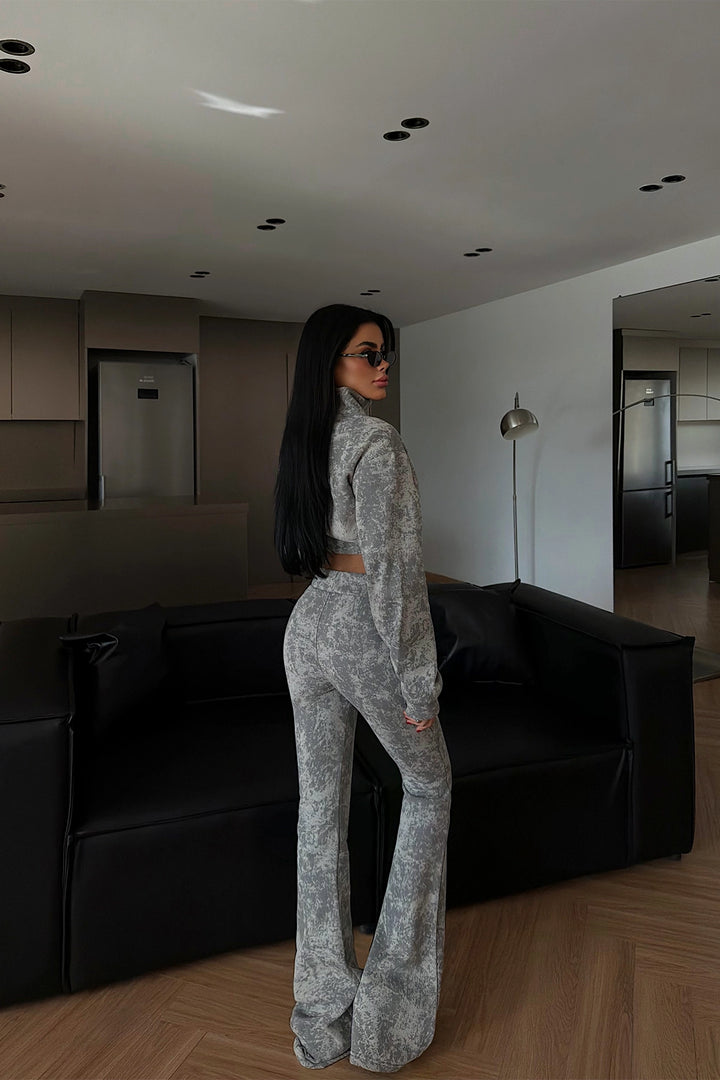 EYY Women Gray Patterned Crop Suit - San Luis