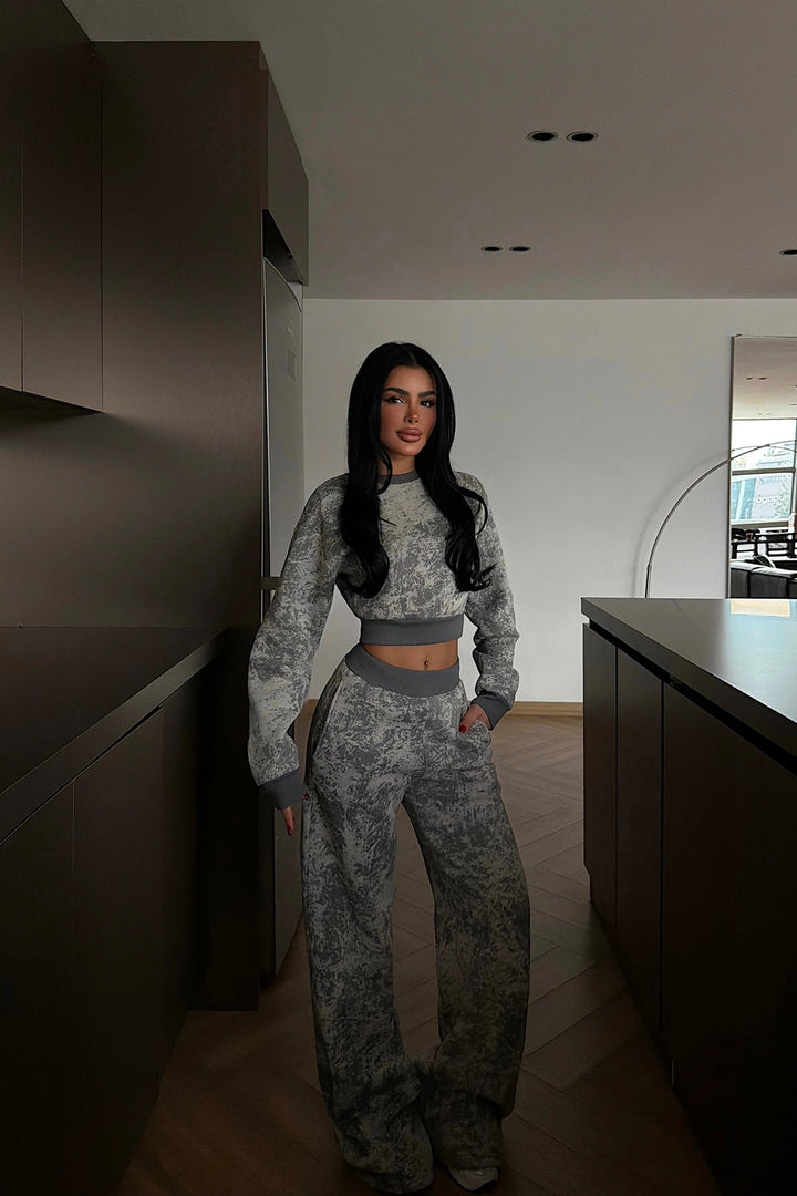 EYY Women Gray Patterned Tracksuit - Jette