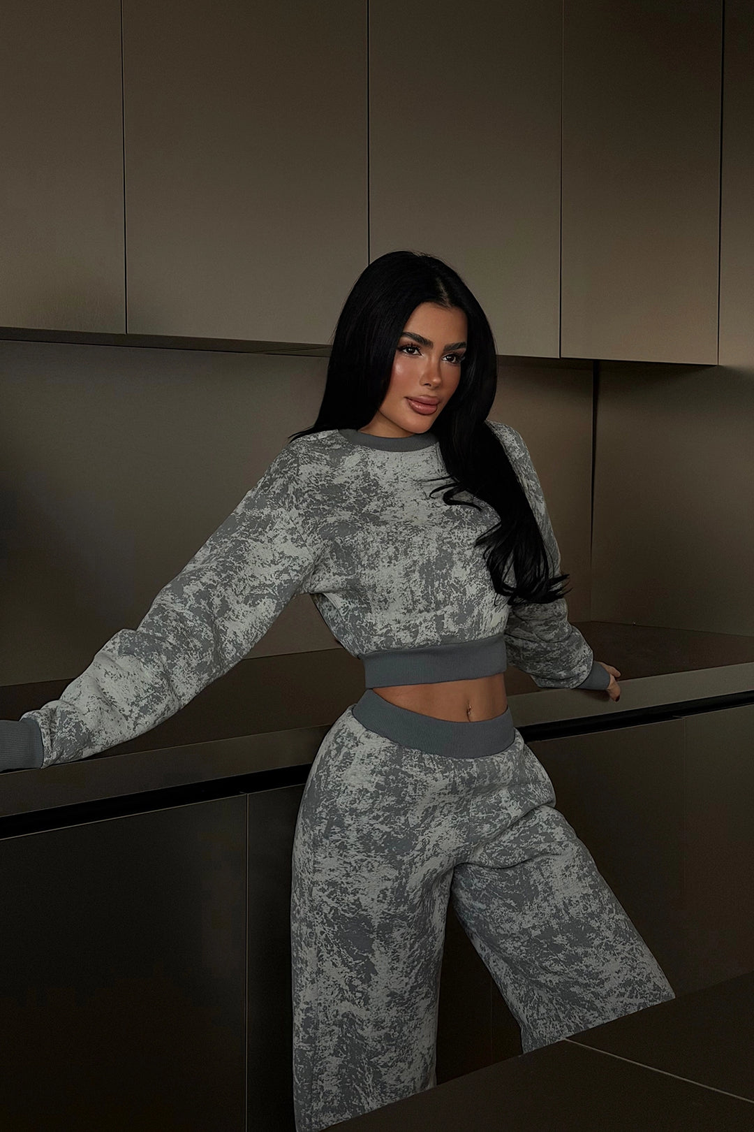 EYY Women Gray Patterned Tracksuit - Jette
