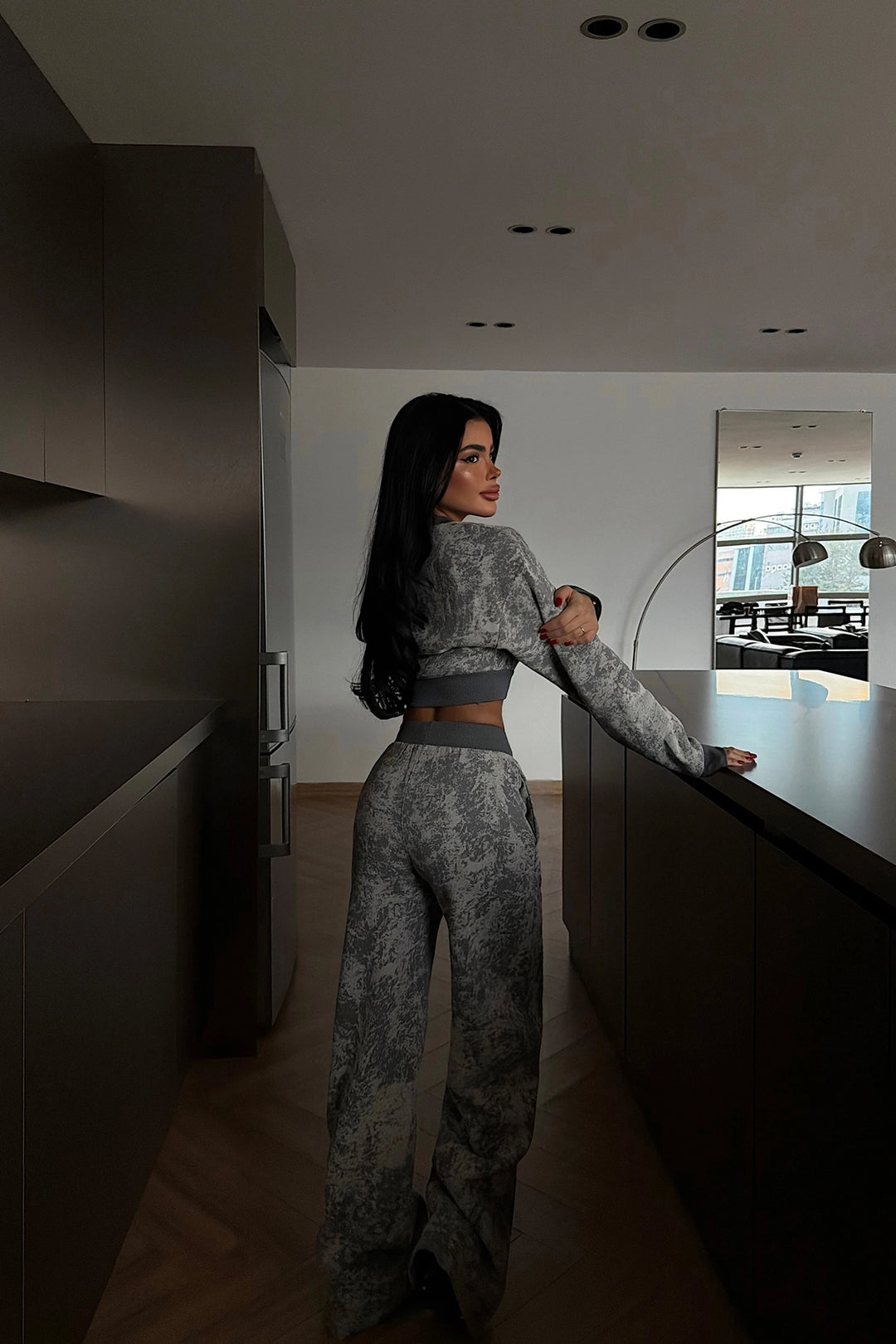 EYY Women Gray Patterned Tracksuit - Jette