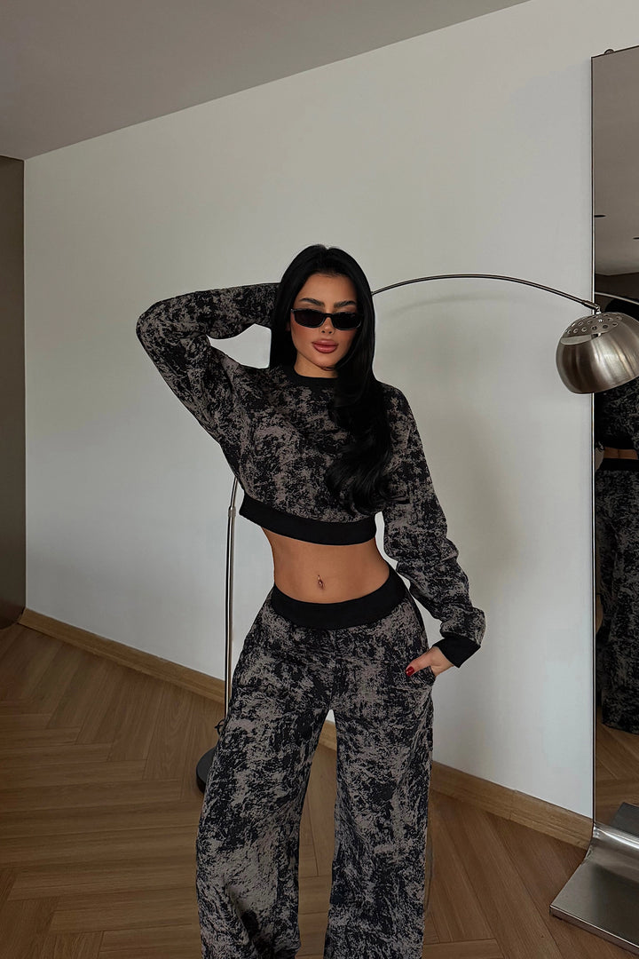 EYY Women Black Patterned Tracksuit - Exmouth