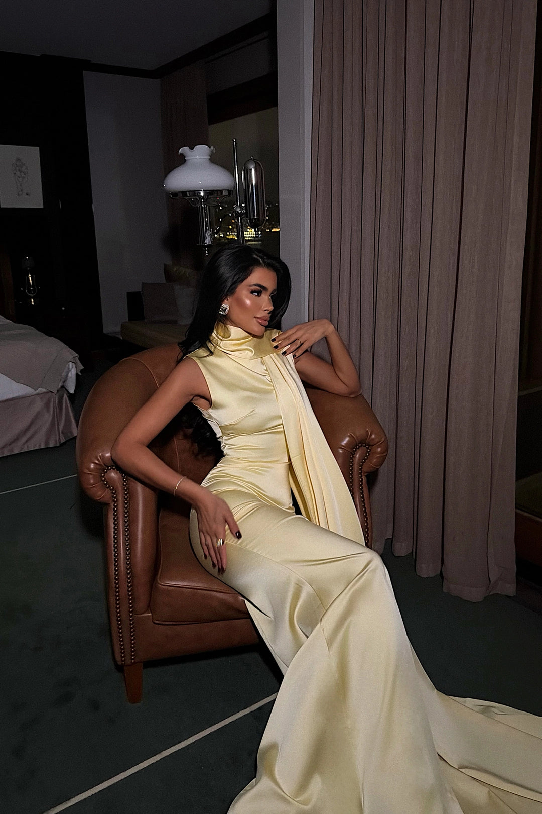 EYY Women Long Dress with Yellow Belt Detail - Rustavi