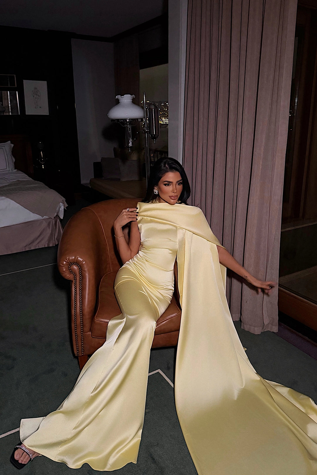 EYY Women Long Dress with Yellow Belt Detail - Rustavi