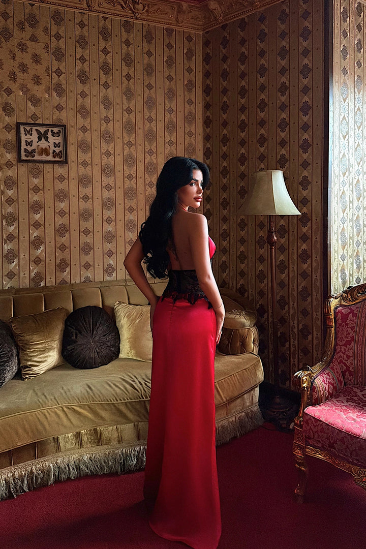 EYY Women Red Lace Detail Dress - Cesena