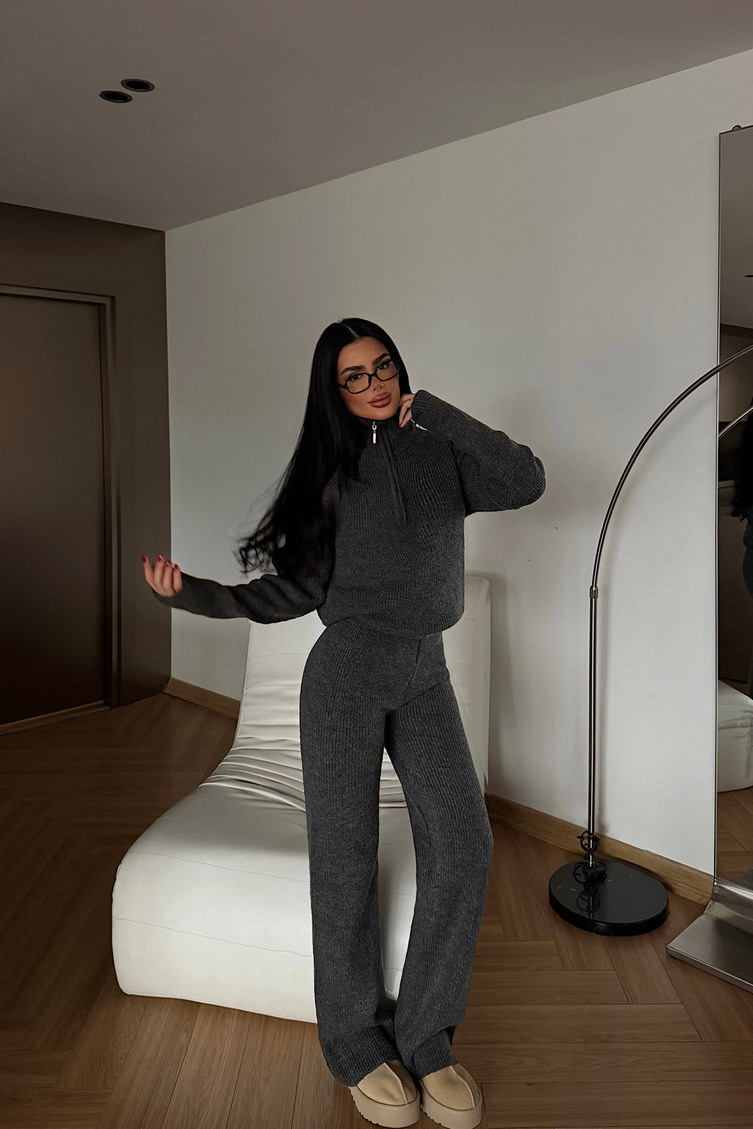 EYY Women Anthracite Zipper Detail Suit - Jáltipan de Morelos