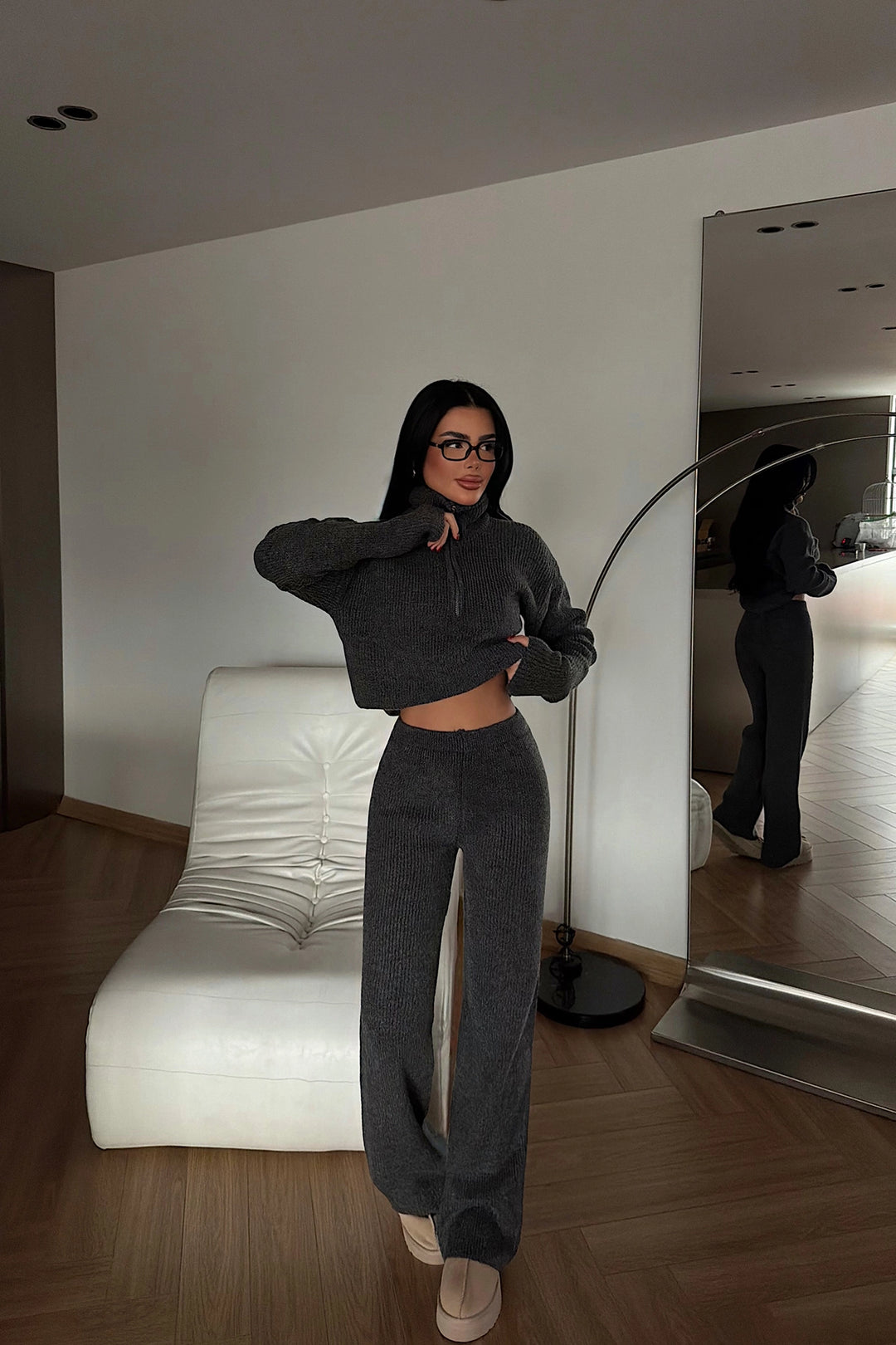 EYY Women Anthracite Zipper Detail Suit - Jáltipan de Morelos