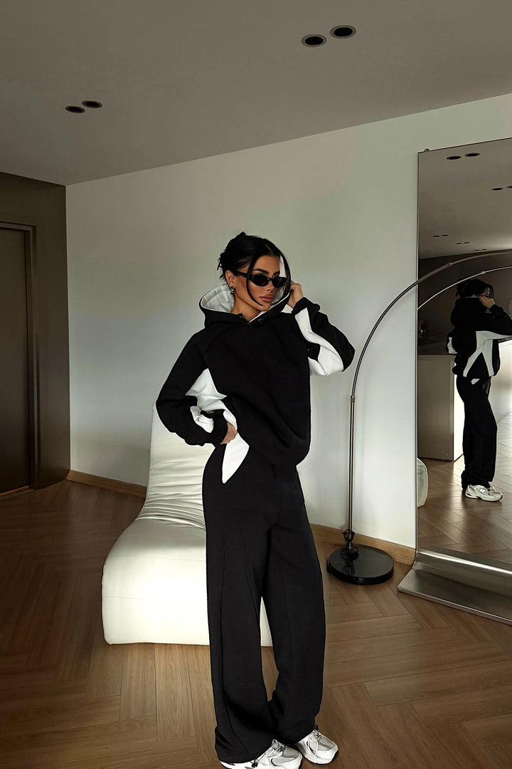 EYY Women Black Two-Tone Hooded Tracksuit - Leith