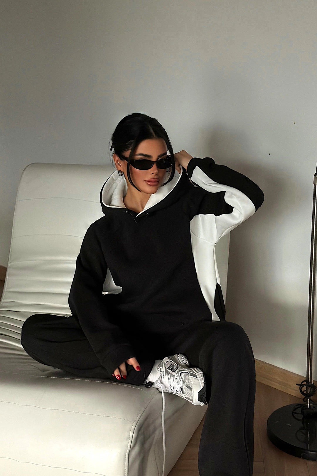 EYY Women Black Two-Tone Hooded Tracksuit - Leith