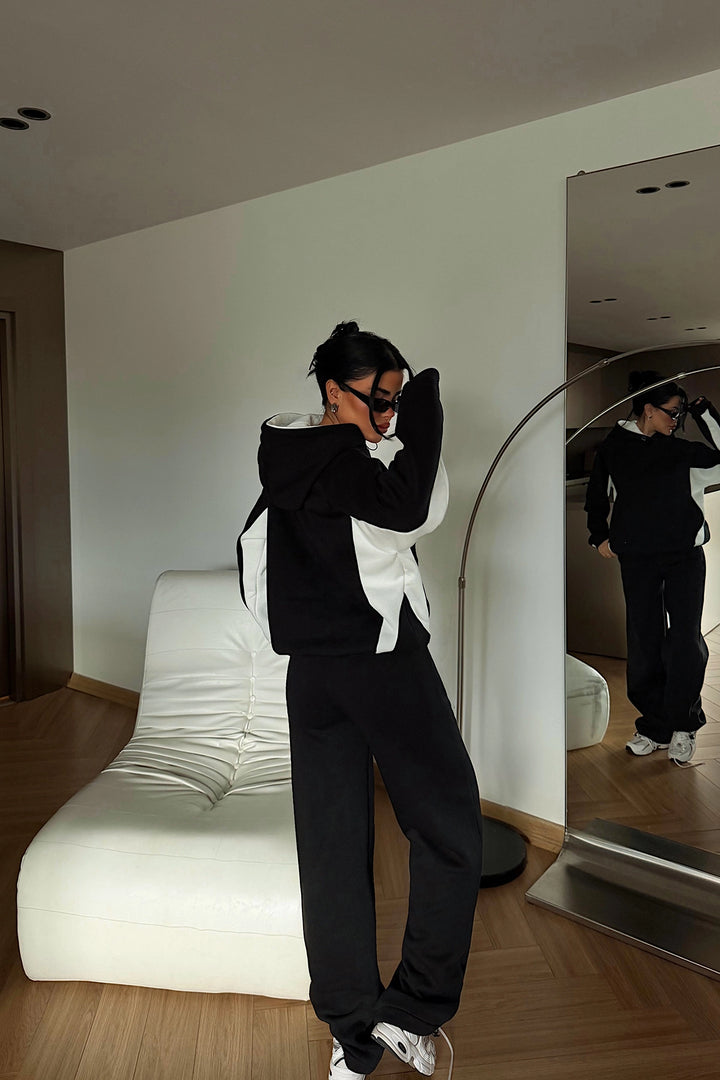 EYY Women Black Two-Tone Hooded Tracksuit - Leith