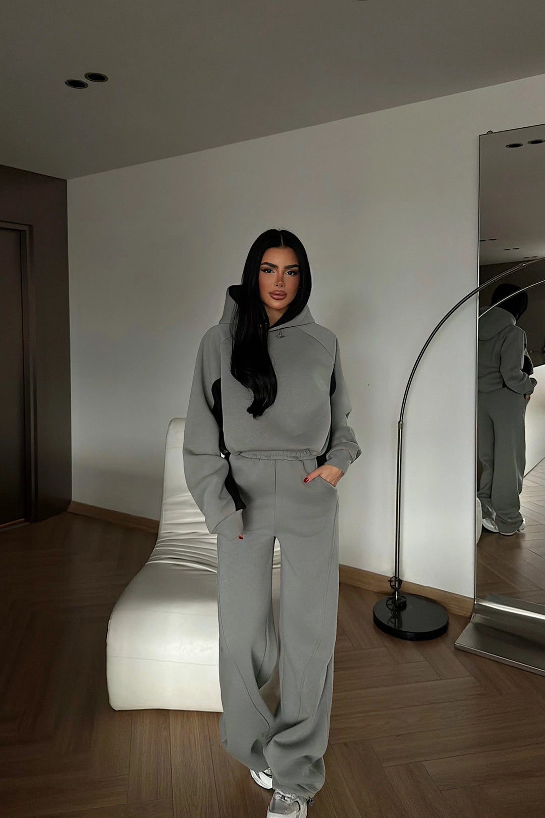 EYY Women Gri İki Tonlu Kapüşonlu Eşofman Takımı - Northglenn