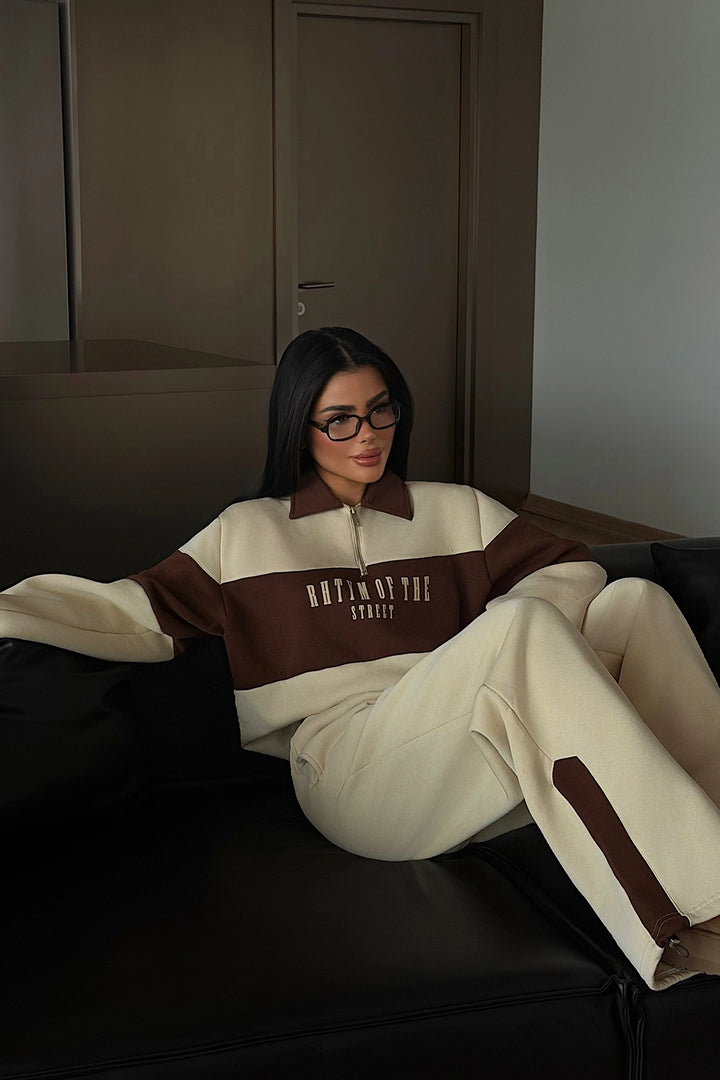 EYY Women Cream Collar Detail Tracksuit - King’s Lynn