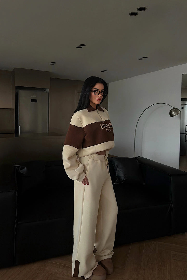 EYY Women Cream Collar Detail Tracksuit - King’s Lynn