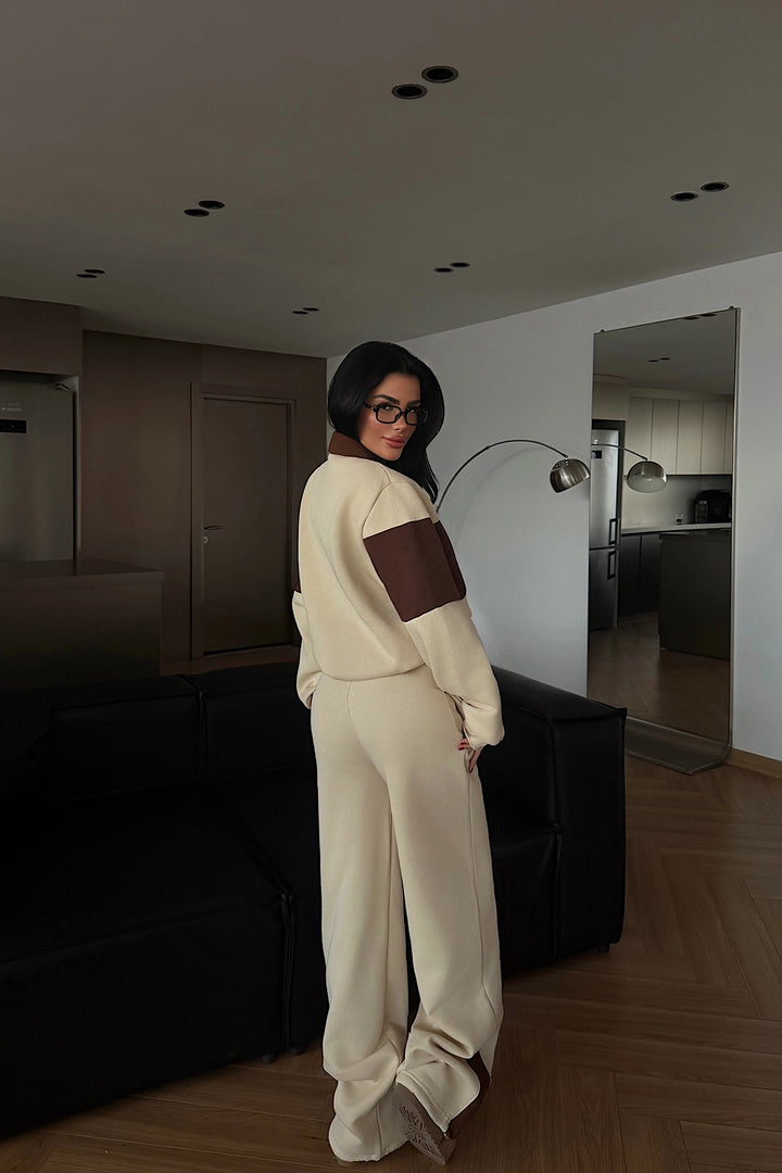 EYY Women Cream Collar Detail Tracksuit - King’s Lynn