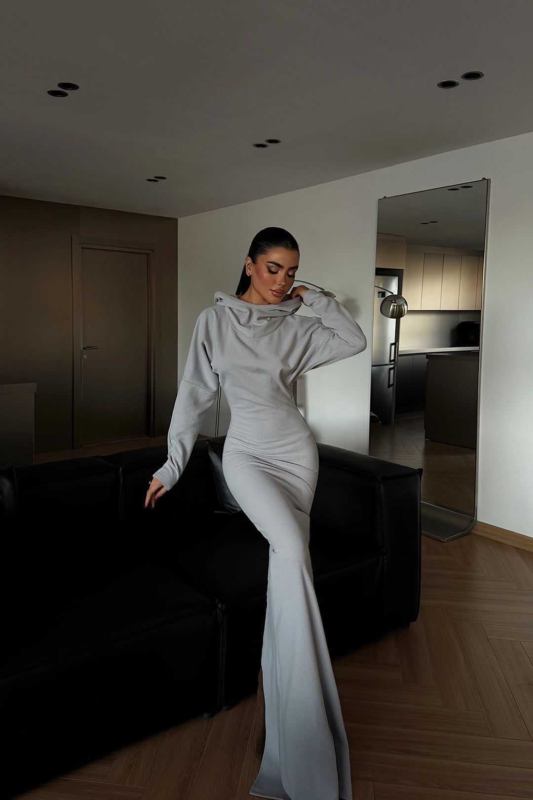 EYY Women Gray Magma Long Hooded Dress - Lisbon