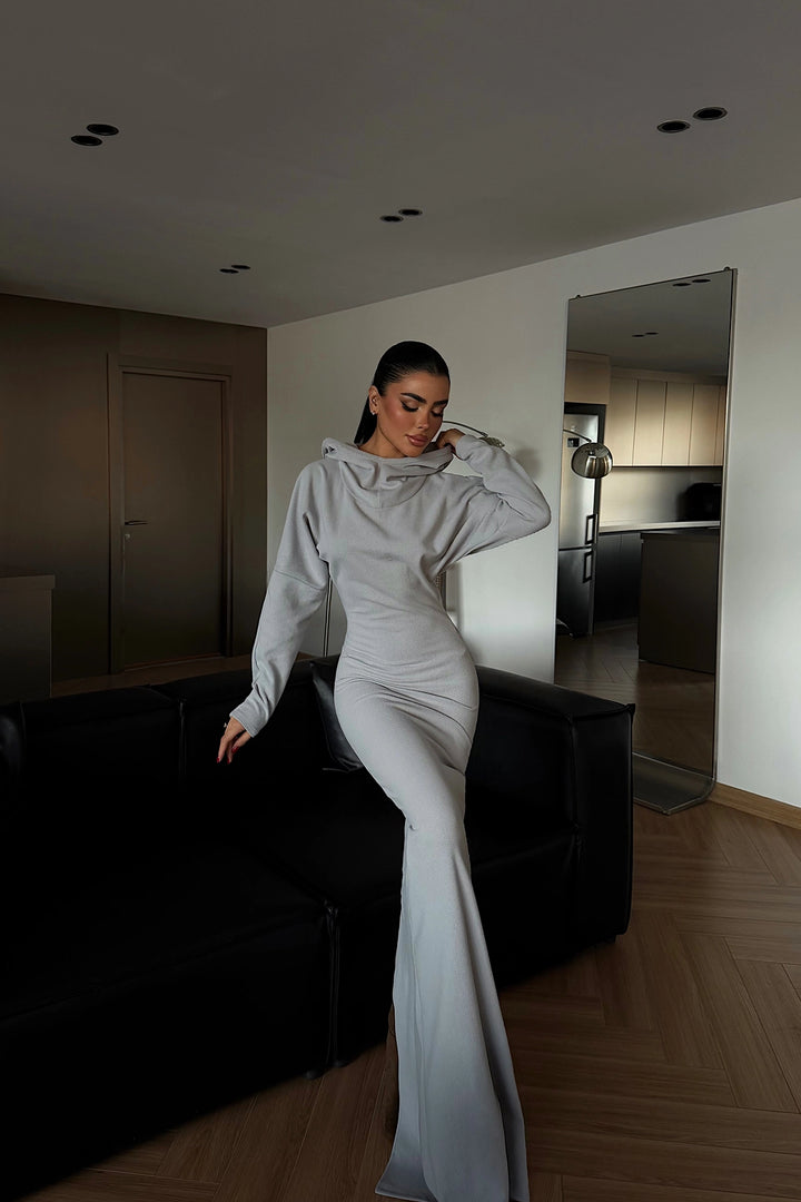 EYY Women Gray Magma Long Hooded Dress - Lisbon
