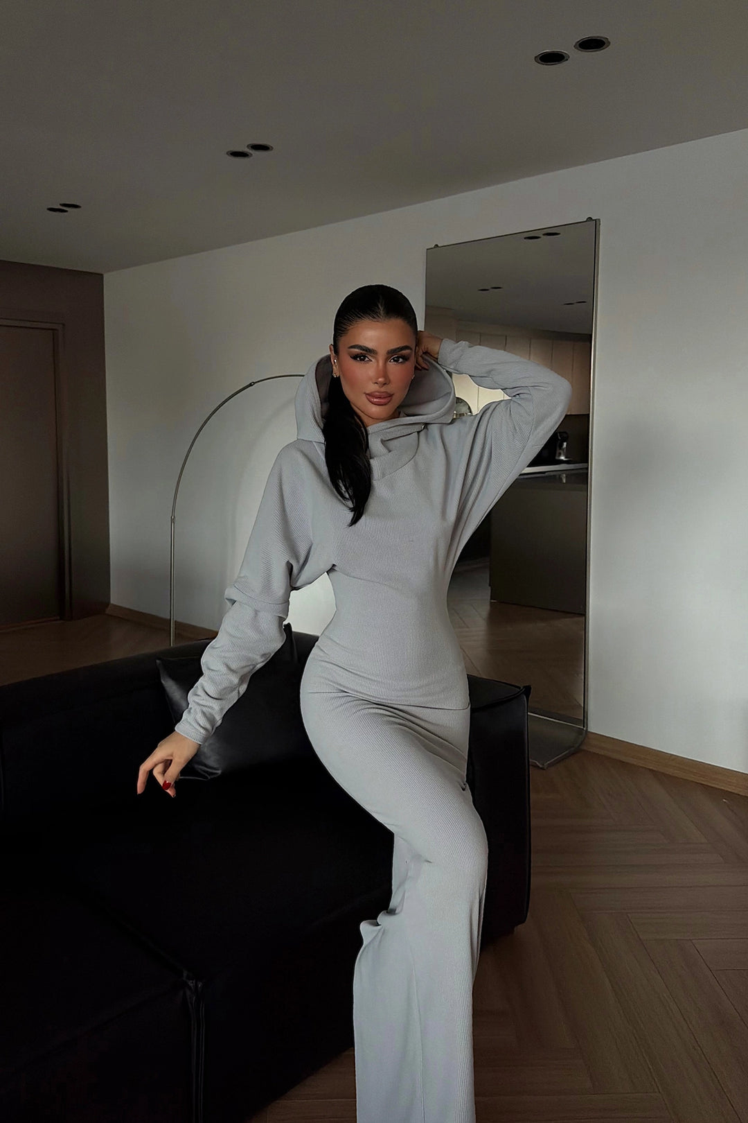 EYY Women Gray Magma Long Hooded Dress - Lisbon