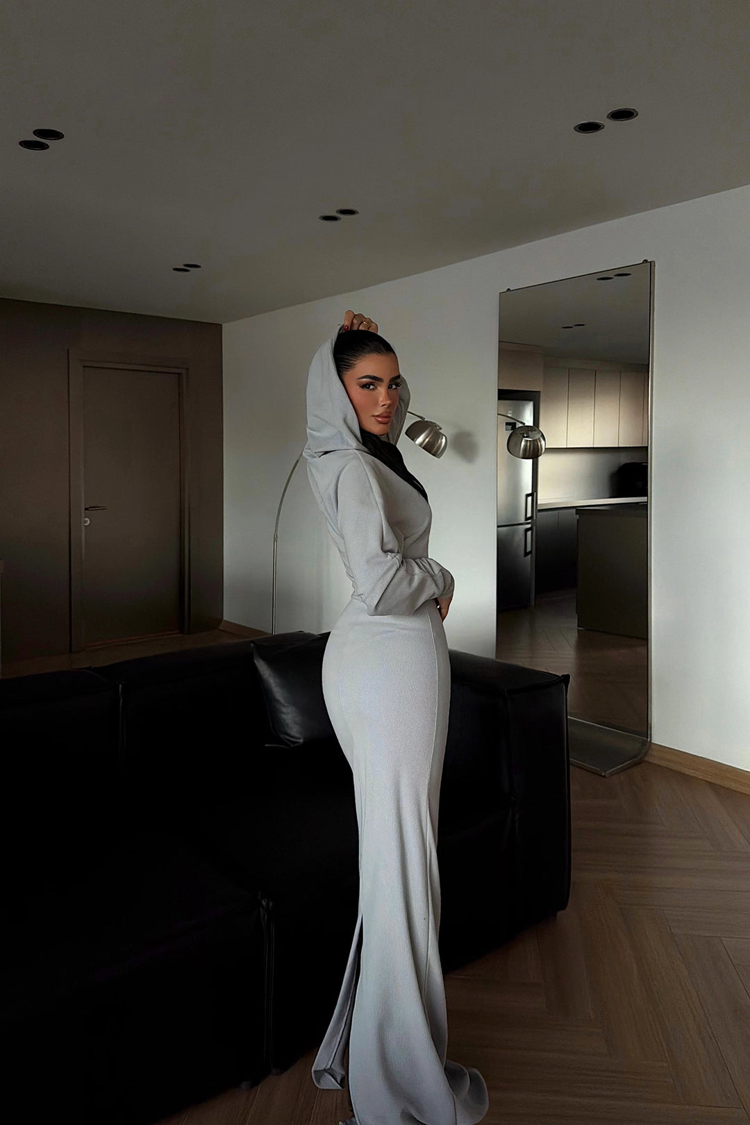 EYY Women Gray Magma Long Hooded Dress - Lisbon