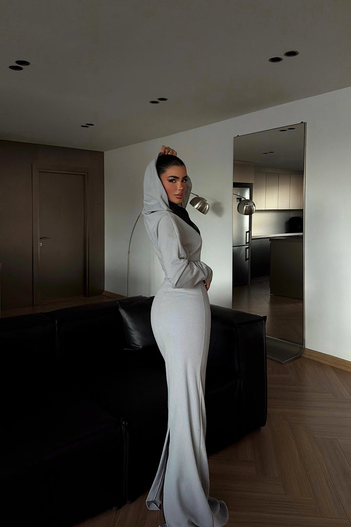 EYY Women Gray Magma Long Hooded Dress - Lisbon
