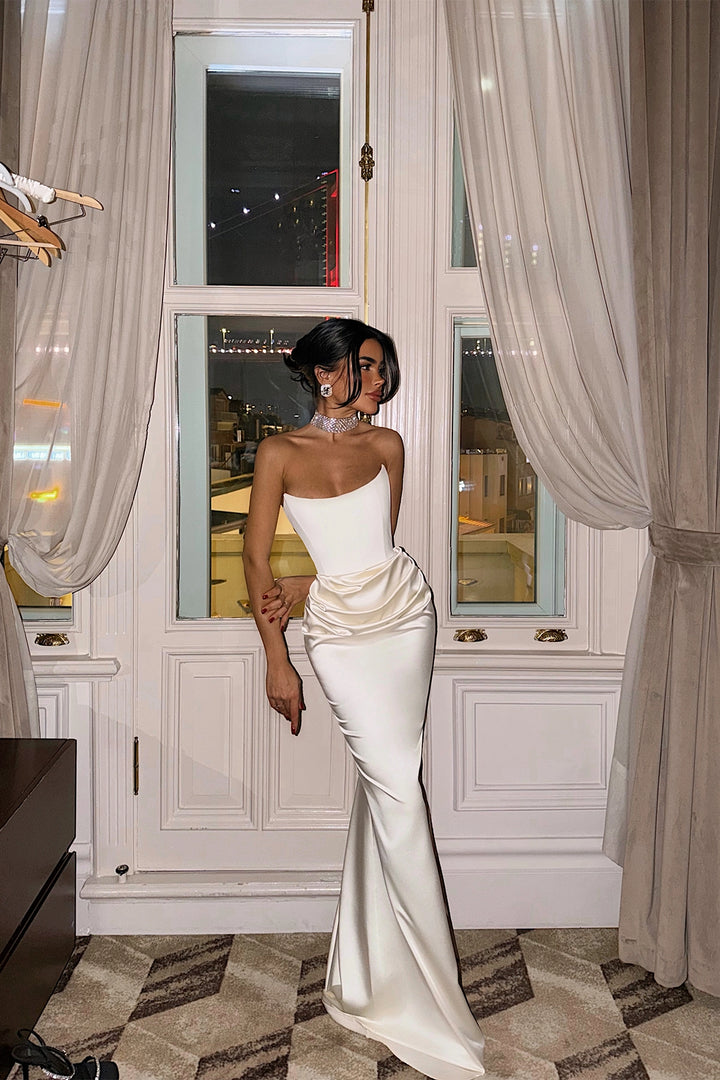 EYY Women White Velora Satin Dress - Reston