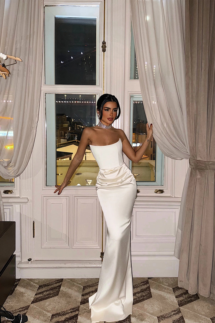 EYY Women White Velora Satin Dress - Reston