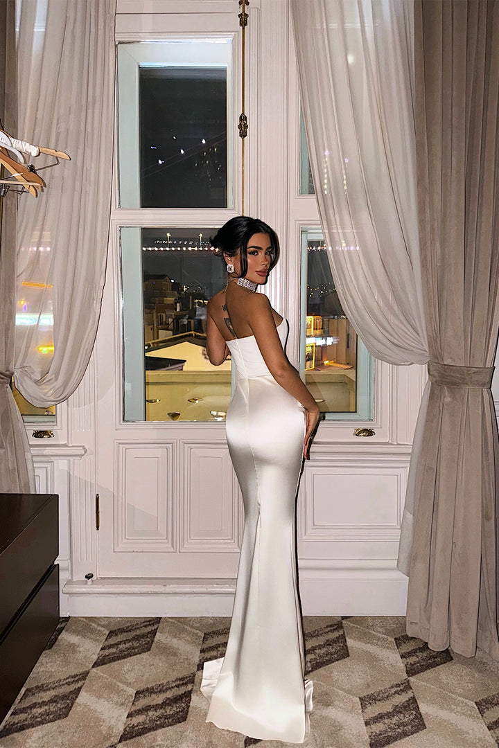 EYY Women White Velora Satin Dress - Reston