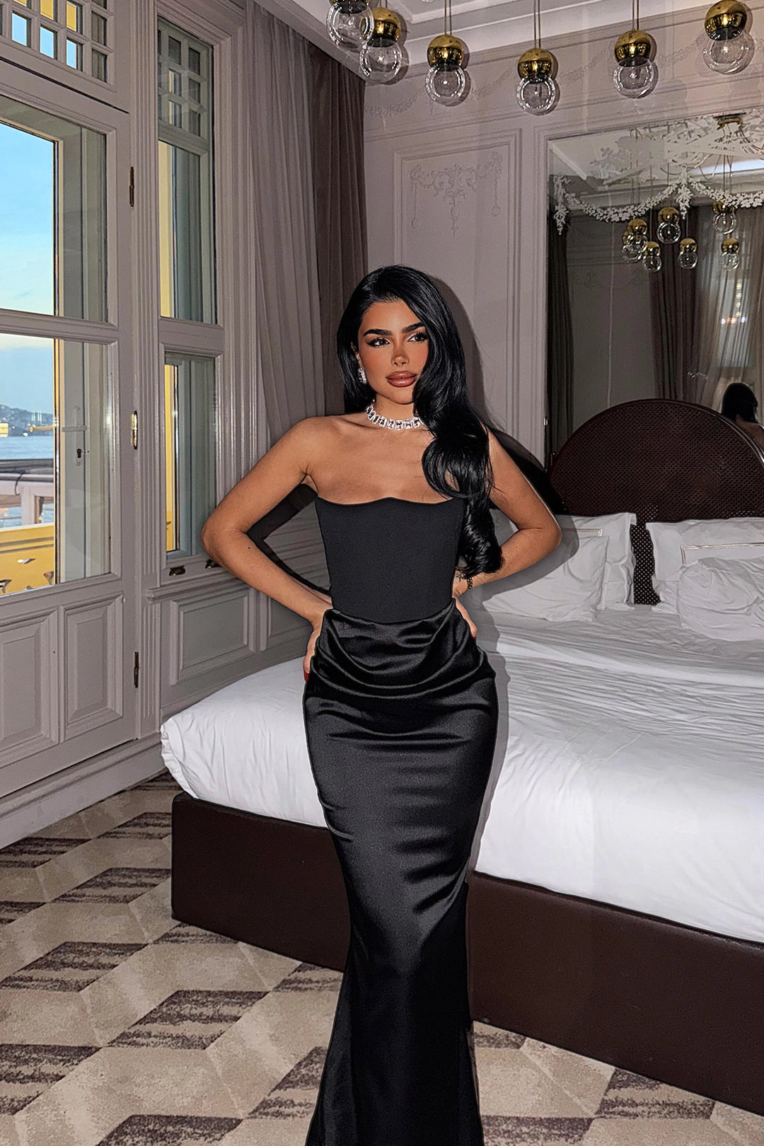 EYY Women Black Velora Satin Dress - Puebla