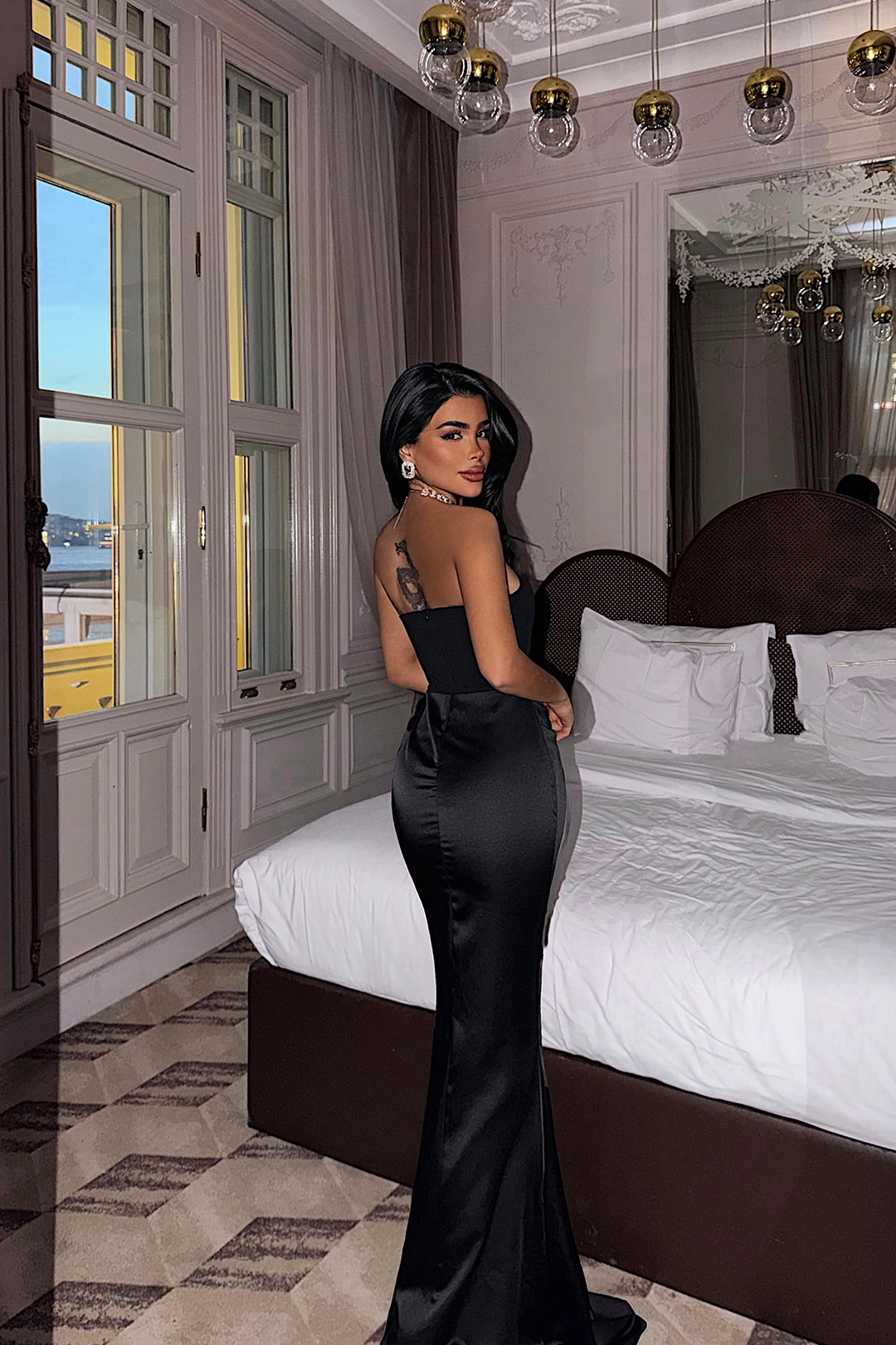 EYY Women Black Velora Satin Dress - Puebla