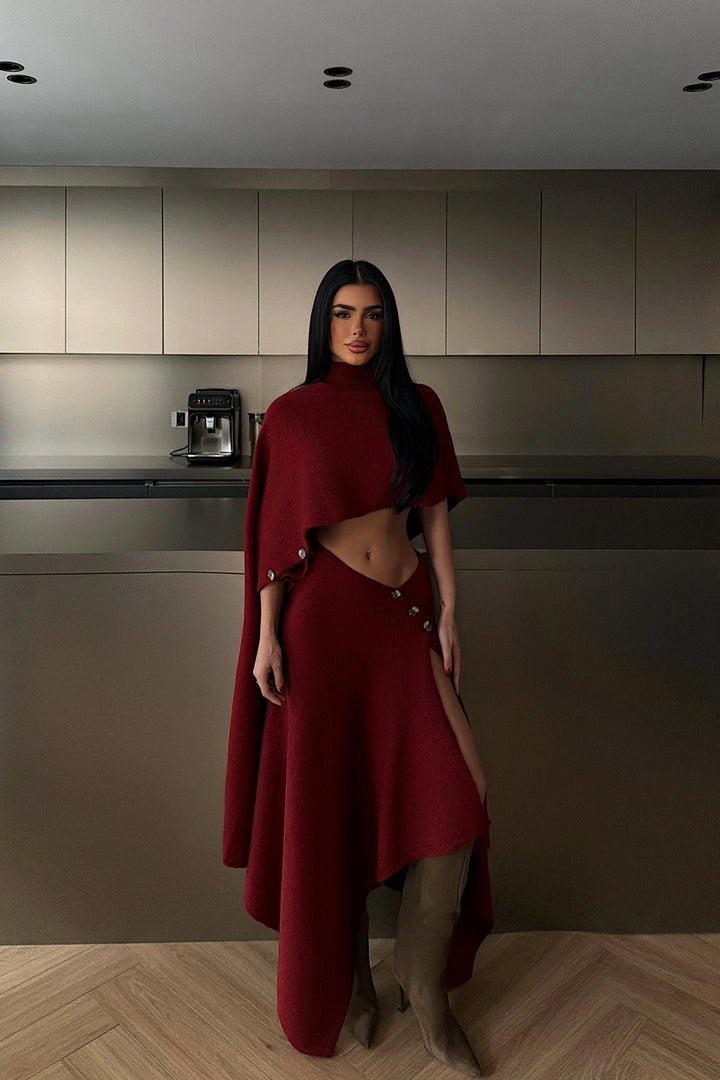 EYY Women Burgundy Suzette Knit Suit - Ameca