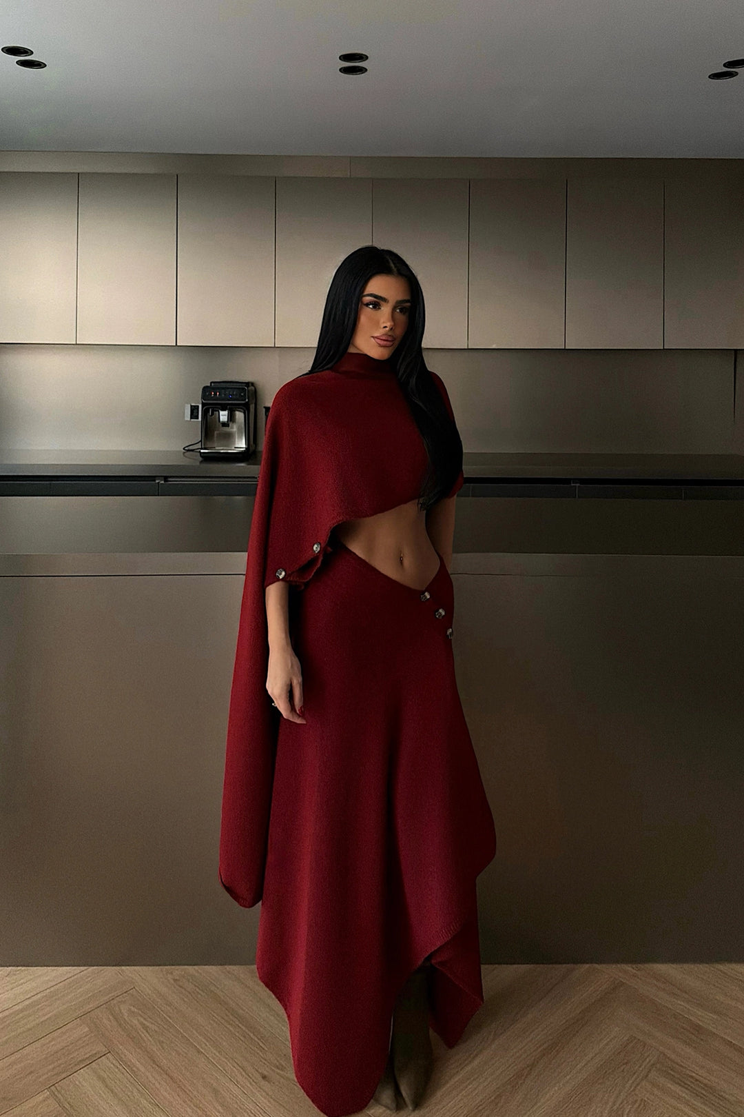EYY Women Burgundy Suzette Knit Suit - Ameca