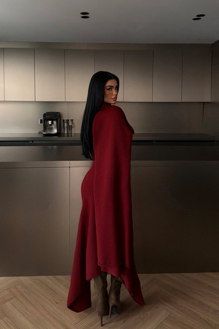EYY Women Burgundy Suzette Knit Suit - Ameca