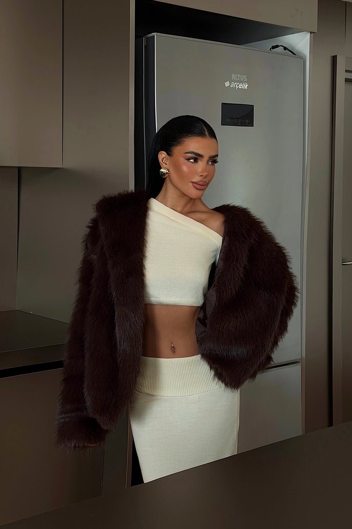 EYY Women Dark Brown Fur Coat - Tuckahoe