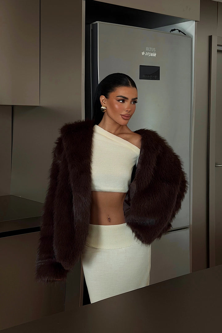 EYY Women Dark Brown Fur Coat - Tuckahoe