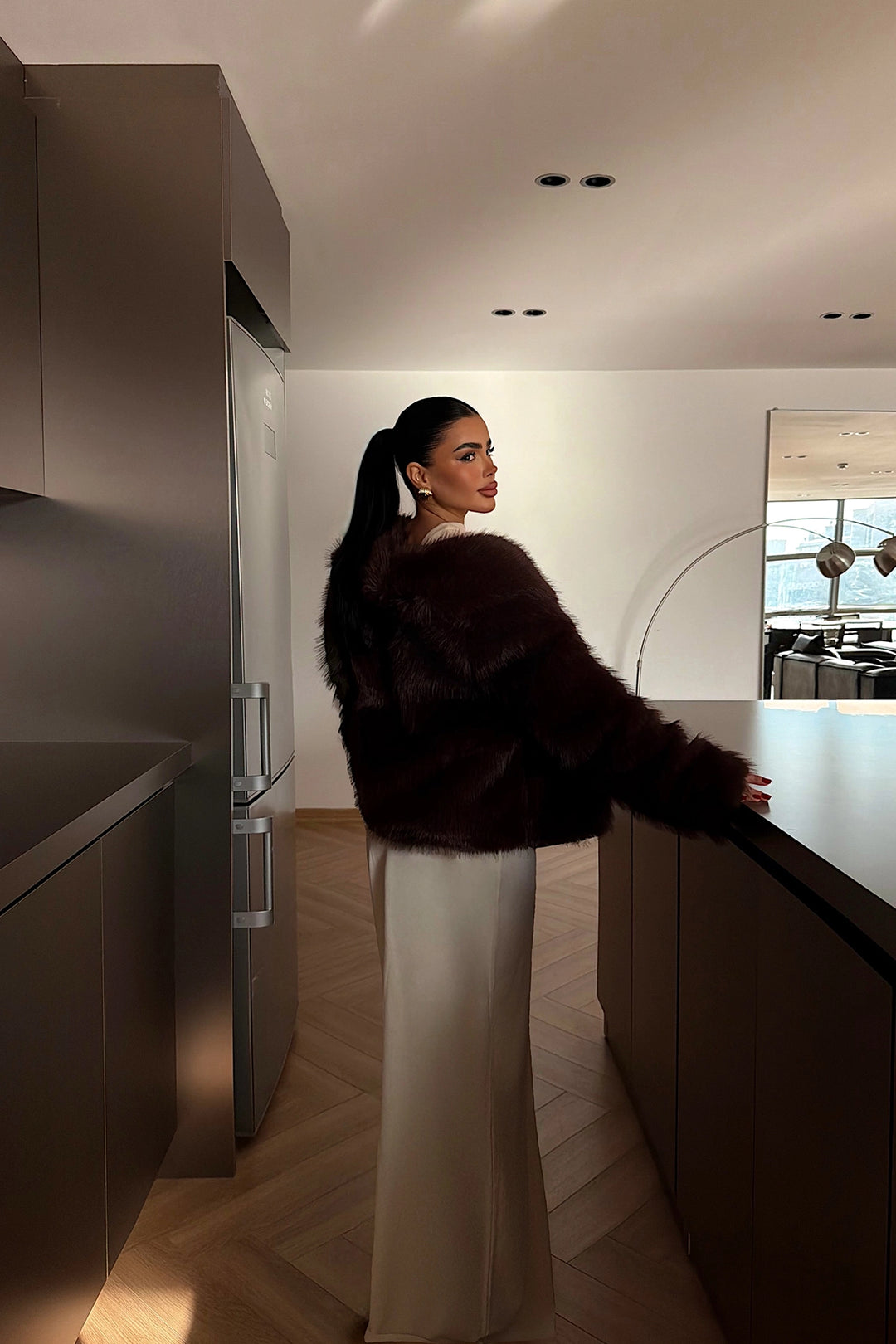 EYY Women Dark Brown Fur Coat - Tuckahoe