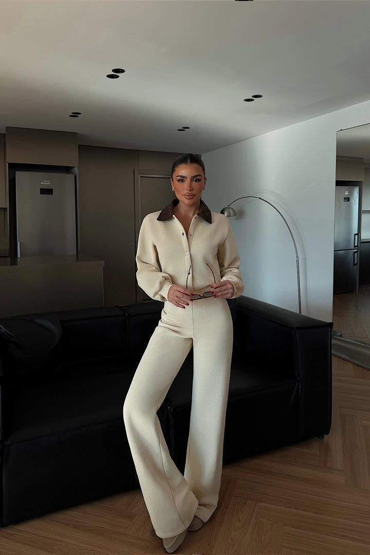 EYY Women Cream Collar Detail Jumpsuit - Novara