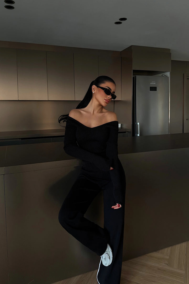 EYY Women Siyah Askılı Örme Takım - Pasadena