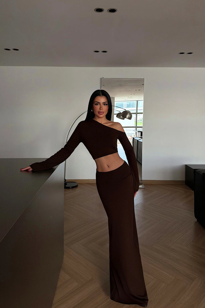 EYY Women Dark Brown Skirt Set - Frisco