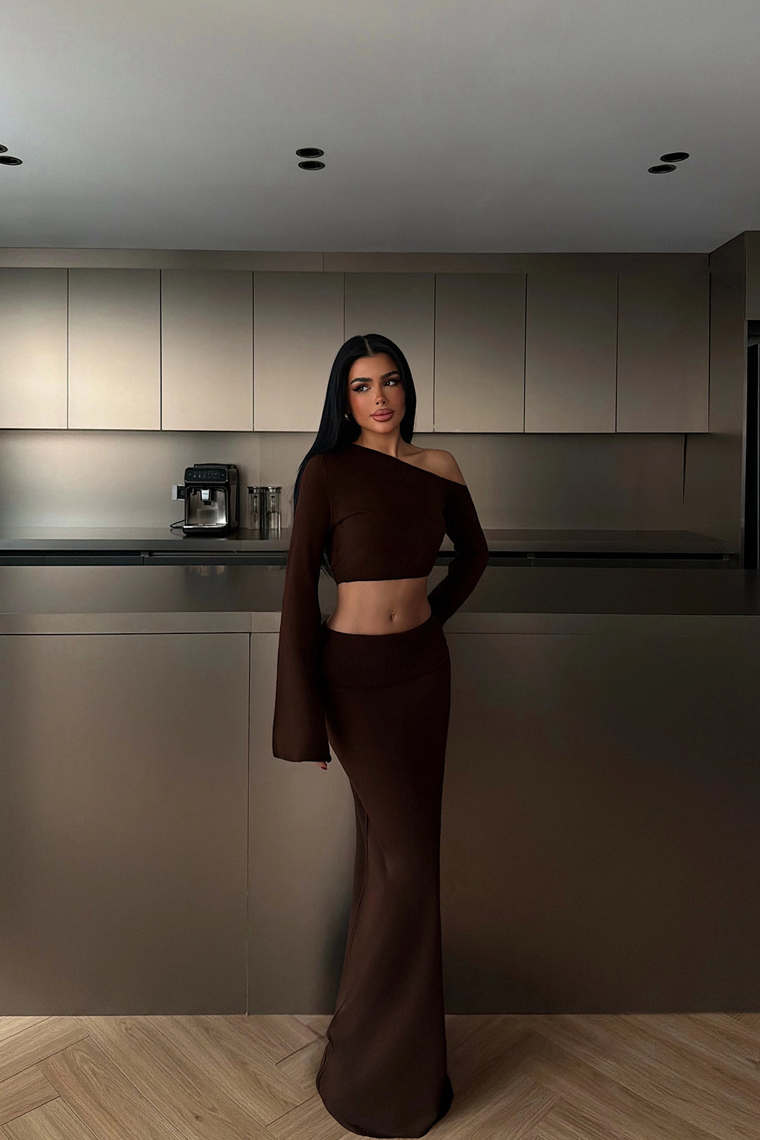 EYY Women Dark Brown Skirt Set - Frisco