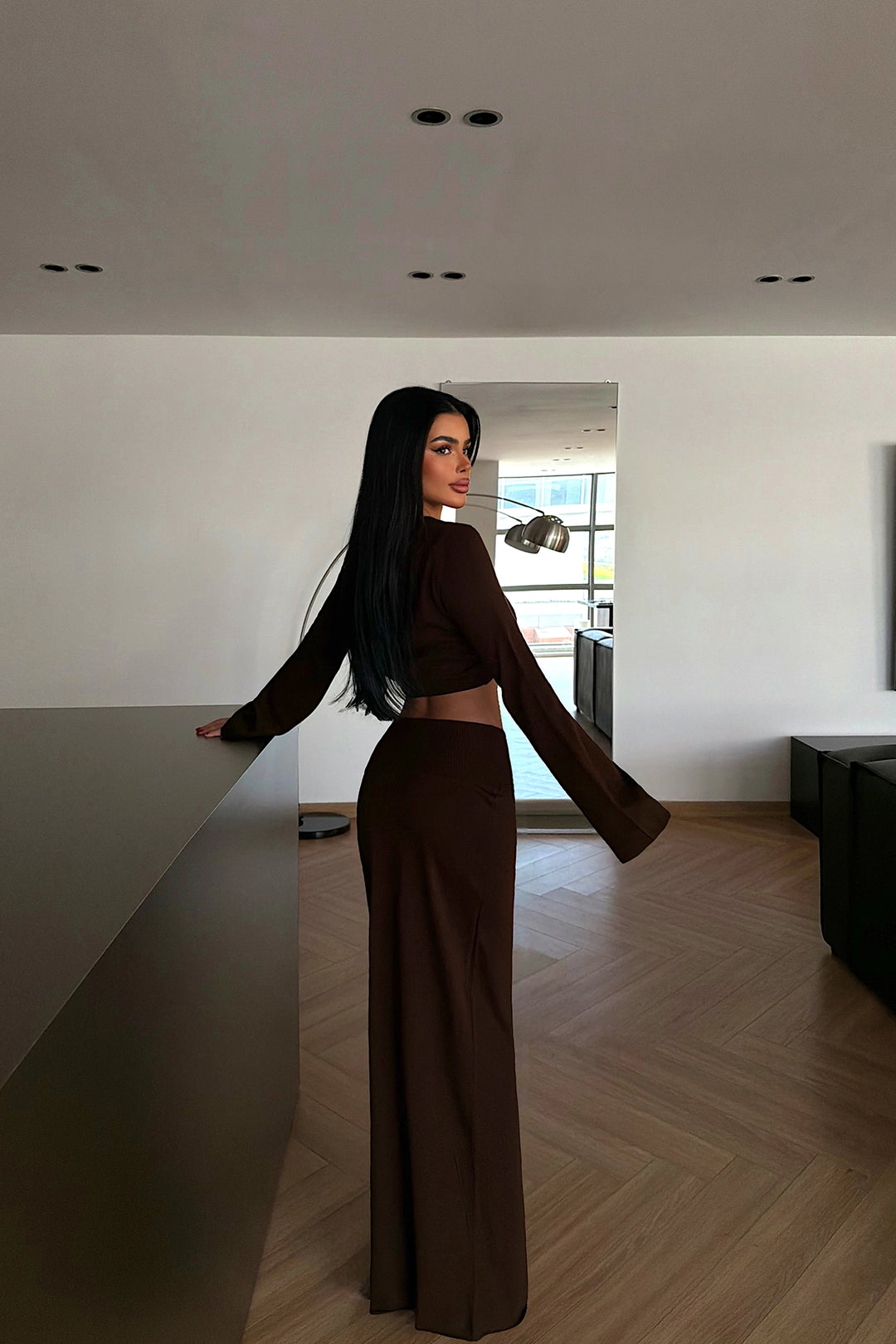 EYY Women Dark Brown Skirt Set - Frisco