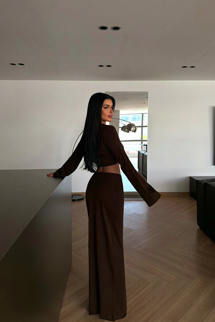 EYY Women Dark Brown Skirt Set - Frisco