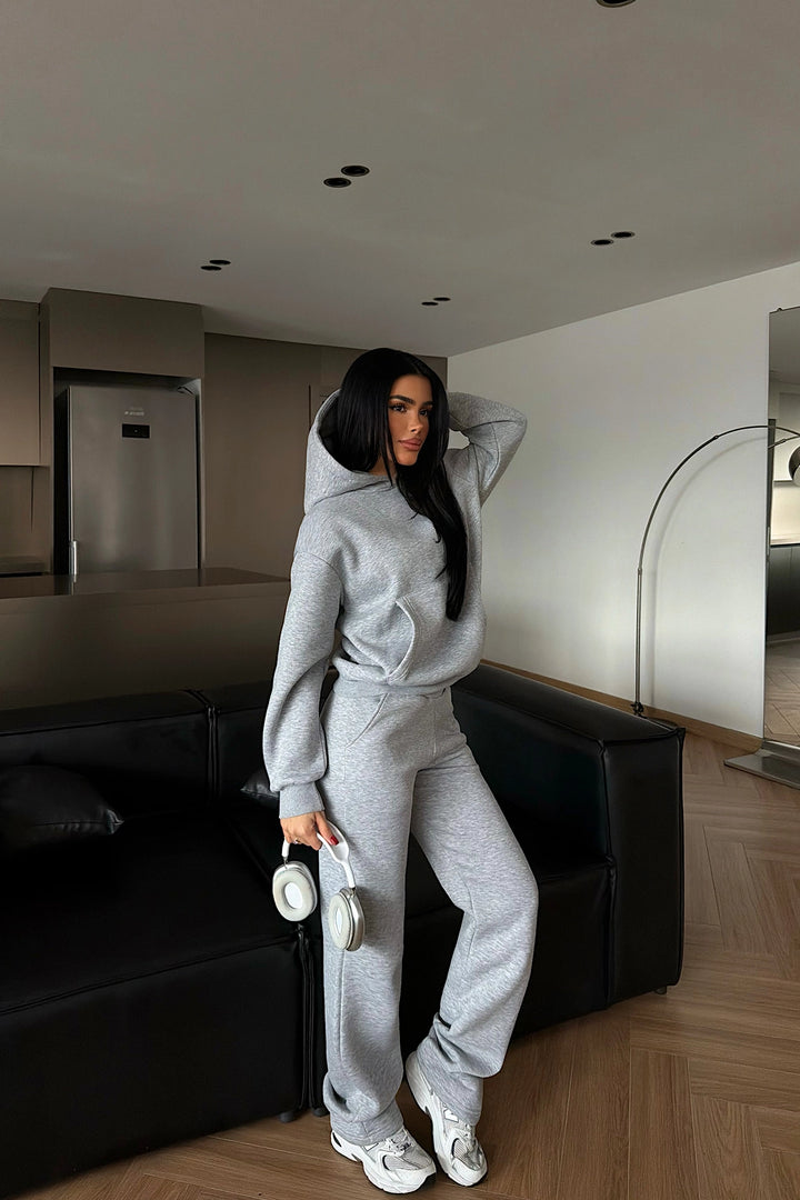 EYY Women Grey Hooded Tracksuit Set - Salem