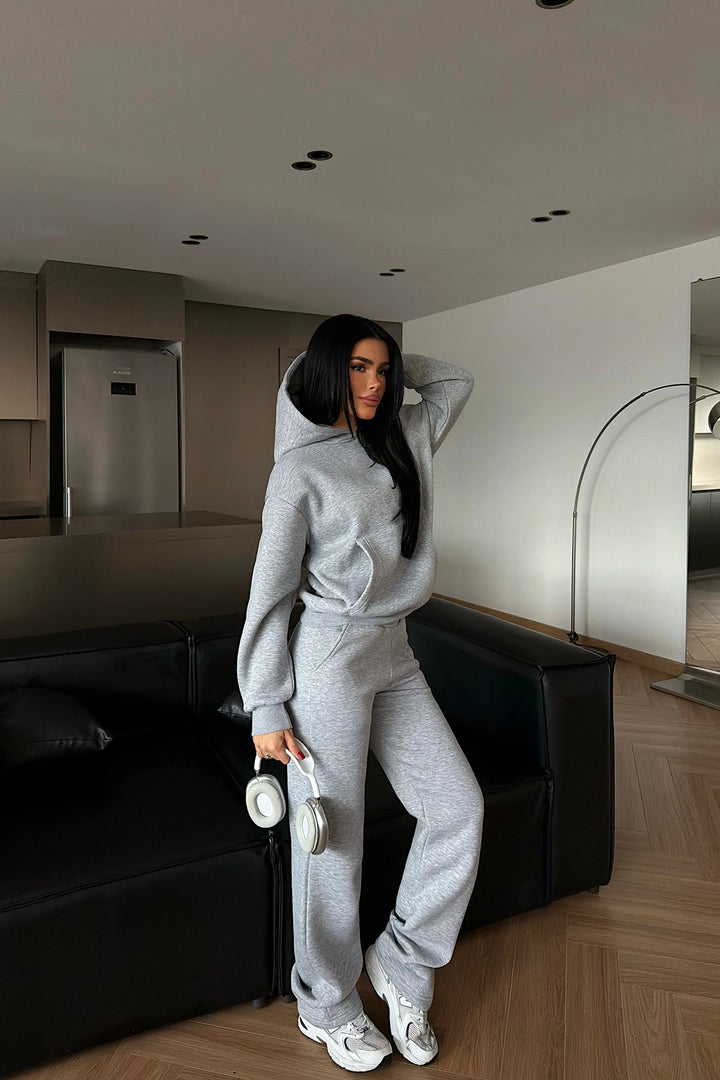 EYY Women Grey Hooded Tracksuit Set - Salem