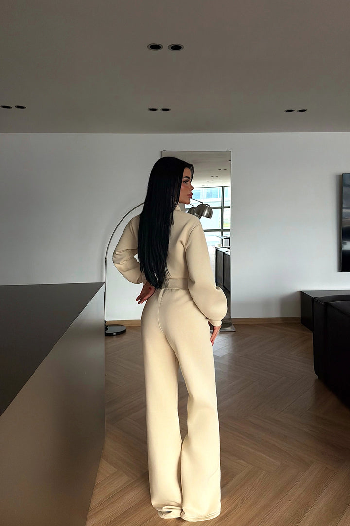 EYY Women Cream Zip-Up Jumpsuit - Cambridge