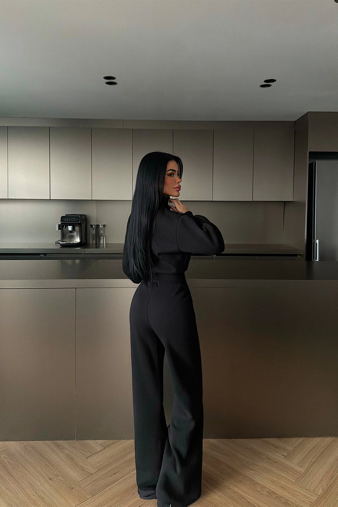 EYY Women Black Zip-Up Jumpsuit - Marl