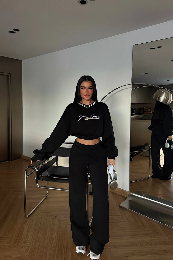 EYY Women Siyah Baskı Detay Seti - Casoria