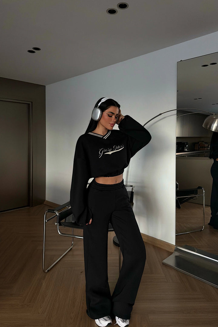 EYY Women Siyah Baskı Detay Seti - Casoria