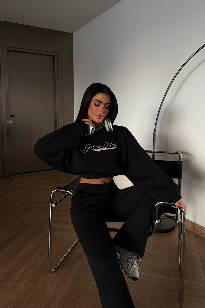 EYY Women Siyah Baskı Detay Seti - Casoria