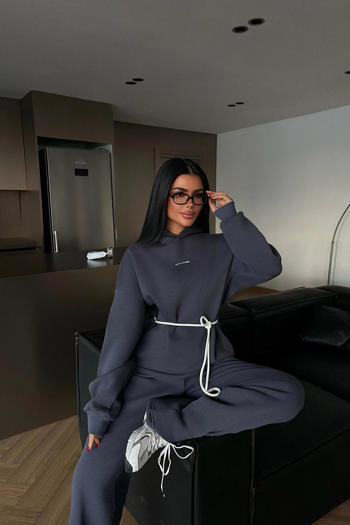 EYY Women Smoke Gray Hooded Tracksuit Set - Montréal